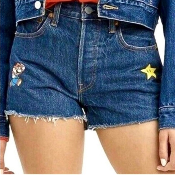 NEW Levi’s Super Mario High Rise Denim Shorts - Picture 1 of 10